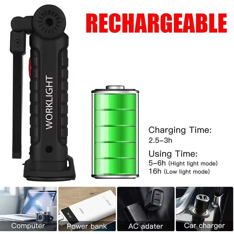 Nouvelle lampe torche LED COB  - Renewable Energy Battery avis et prix